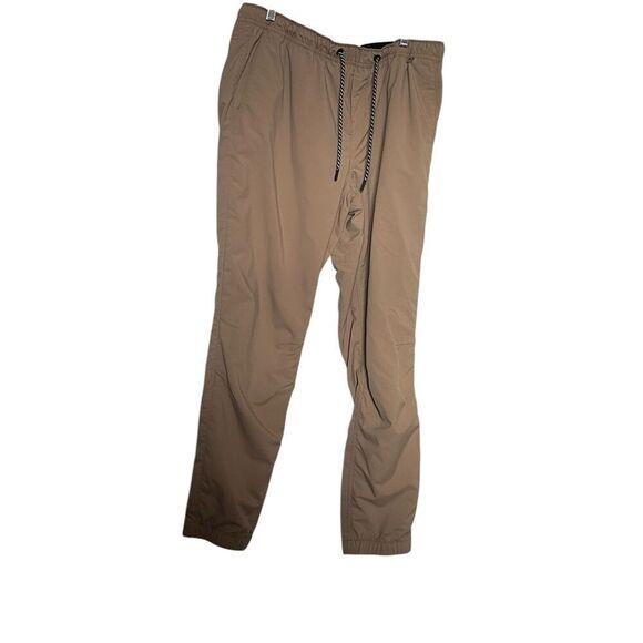Hurley Mens Beige Nylon Tech Flat Front Drawstring Elastic Waist Jogger Pants XL - Picture 2 of 8